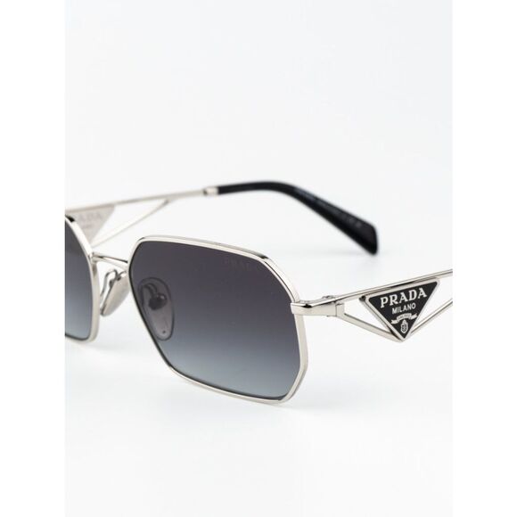 Prada Women Sunglasses Silver Grey Gradient Geometric PRA51S 1BC90A BRAND NEW main image 6